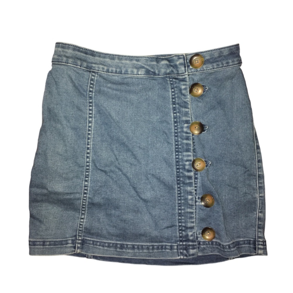 Free People Women's Blue Button Up Skirt